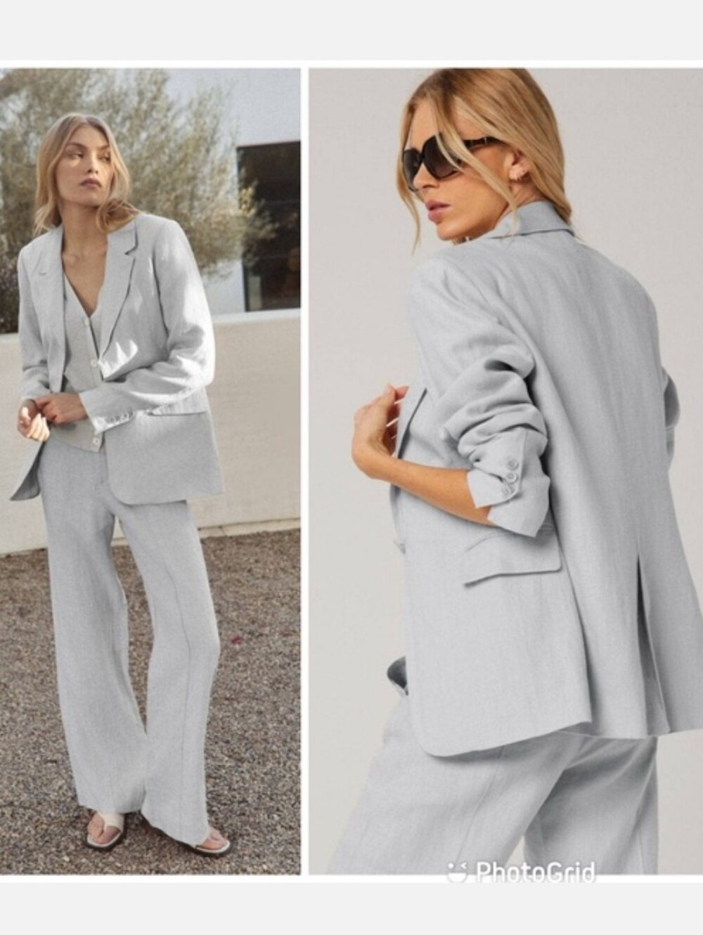 ANR+ Alp N Rock Emerson 100% Linen Blazer in Silver Gray Size Small